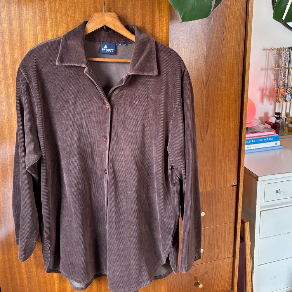 Brown Suede Button-Up Shirt Jacket